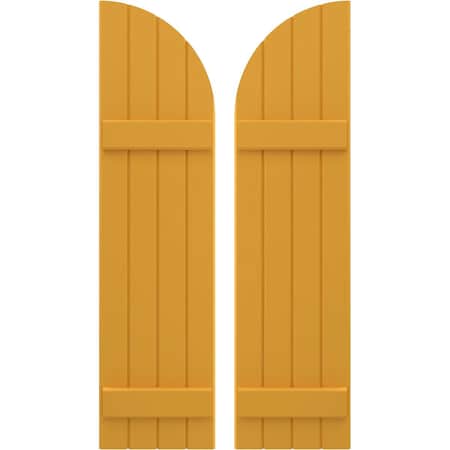 Ekena Millwork Americraft 4-Board (2 Batten) Wood Joined Board-n-Batten Shutters w/ Arch Top, ARW101BQ414X39TUH, PR ARW101BQ414X39TUH